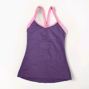 Alo Yoga Tank Top Plum Coral Women Sz S Workout Straps Built in Bra Workout Gym